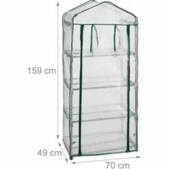 Relaxdays Serre De Balcon, Métal & Bâche En PE, Avec Portes Et Filet, H X L X P : 159 X 70 X 49 cm, Vert/blanc 9 Relaxdays Serre De Balcon, Métal & Bâche En PE, Avec Portes Et Filet, H X L X P : 159 X 70 X 49 cm, Vert/blanc -Serre de jardin Boutique 61314097 5