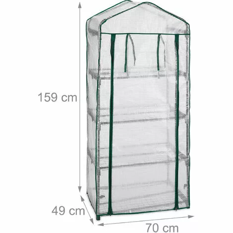 Relaxdays Serre De Balcon, Métal & Bâche En PE, Avec Portes Et Filet, H X L X P : 159 X 70 X 49 cm, Vert/blanc 5 Relaxdays Serre De Balcon, Métal & Bâche En PE, Avec Portes Et Filet, H X L X P : 159 X 70 X 49 cm, Vert/blanc – Image 5