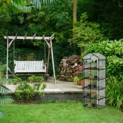 Relaxdays Serre De Balcon, 5 étagères, Structure En Acier Et Bâche En PVC, HLP : 193 X 58 X 36 Cm, Transparent/noir -Serre de jardin Boutique 61314130 3