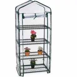 Relaxdays Serre De Balcon, Métal Et PVC, Taille Compacte, Avec Bâche, H X L X P : 159 X 69 X 49 cm, Verte/transparente