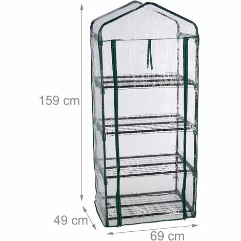 Relaxdays Serre De Balcon, Métal Et PVC, Taille Compacte, Avec Bâche, H X L X P : 159 X 69 X 49 cm, Verte/transparente 5 Relaxdays Serre De Balcon, Métal Et PVC, Taille Compacte, Avec Bâche, H X L X P : 159 X 69 X 49 cm, Verte/transparente – Image 5
