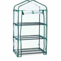 Relaxdays Serre De Balcon, Métal Et PVC, Taille Compacte, Avec Bâche, HxLxP : 127 X 69 X 49 cm, Verte/transparente