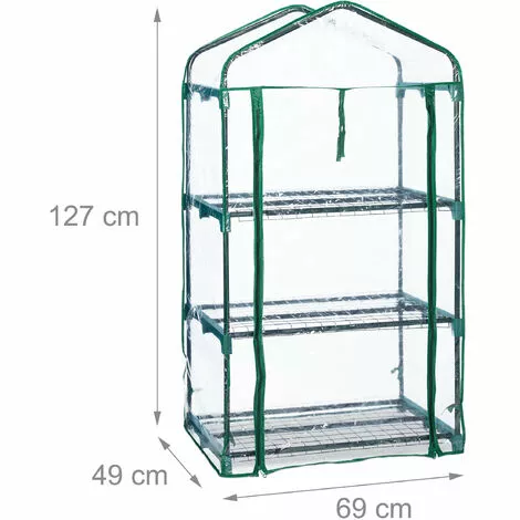 Relaxdays Serre De Balcon, Métal Et PVC, Taille Compacte, Avec Bâche, HxLxP : 127 X 69 X 49 cm, Verte/transparente 5 Relaxdays Serre De Balcon, Métal Et PVC, Taille Compacte, Avec Bâche, HxLxP : 127 X 69 X 49 cm, Verte/transparente – Image 5