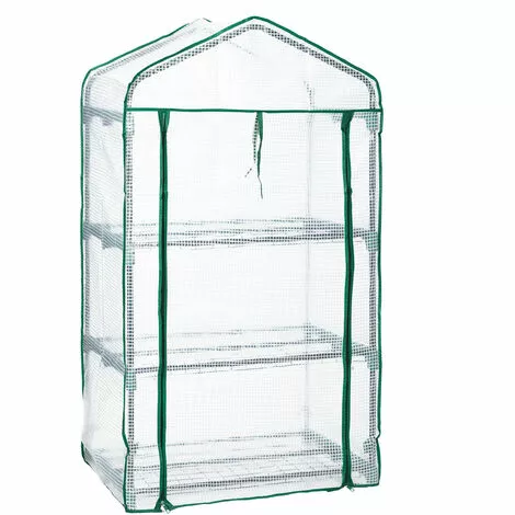 Relaxdays Serre De Balcon, Métal Et PE, 3 Niveaux, Avec Bâche, H X L X P : 127 X 69 X 49 cm, Vert/blanc 2 Relaxdays Serre De Balcon, Métal Et PE, 3 Niveaux, Avec Bâche, H X L X P : 127 X 69 X 49 cm, Vert/blanc – Image 2