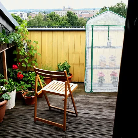 Relaxdays Serre De Balcon, Métal Et PE, 3 Niveaux, Avec Bâche, H X L X P : 127 X 69 X 49 cm, Vert/blanc 4 Relaxdays Serre De Balcon, Métal Et PE, 3 Niveaux, Avec Bâche, H X L X P : 127 X 69 X 49 cm, Vert/blanc – Image 4