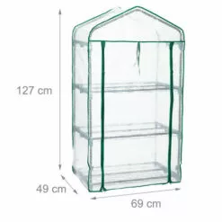 Relaxdays Serre De Balcon, Métal Et PE, 3 Niveaux, Avec Bâche, H X L X P : 127 X 69 X 49 cm, Vert/blanc 9 Relaxdays Serre De Balcon, Métal Et PE, 3 Niveaux, Avec Bâche, H X L X P : 127 X 69 X 49 cm, Vert/blanc -Serre de jardin Boutique 61314337 5