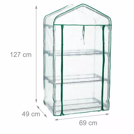 Relaxdays Serre De Balcon, Métal Et PE, 3 Niveaux, Avec Bâche, H X L X P : 127 X 69 X 49 cm, Vert/blanc 5 Relaxdays Serre De Balcon, Métal Et PE, 3 Niveaux, Avec Bâche, H X L X P : 127 X 69 X 49 cm, Vert/blanc – Image 5