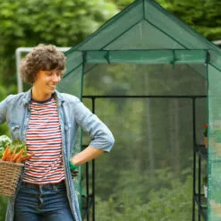 Relaxdays Grande Serre De Jardin, Avec Bâche En PE, Fer, 8 étages, H X L X P : 195 X 145 X 145 cm, Vert 8 Relaxdays Grande Serre De Jardin, Avec Bâche En PE, Fer, 8 étages, H X L X P : 195 X 145 X 145 cm, Vert -Serre de jardin Boutique 61314394 4