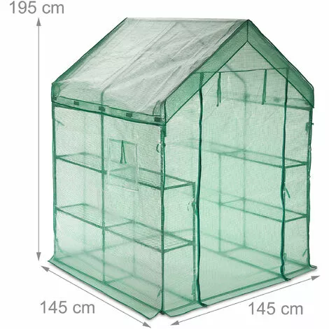 Relaxdays Grande Serre De Jardin, Avec Bâche En PE, Fer, 8 étages, H X L X P : 195 X 145 X 145 cm, Vert 5 Relaxdays Grande Serre De Jardin, Avec Bâche En PE, Fer, 8 étages, H X L X P : 195 X 145 X 145 cm, Vert – Image 5