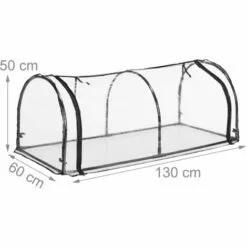 Relaxdays Serre De Jardin, Tunnel Plantations, H X L X P : 50 X 130 X 60 Cm, Tunnel Avec Porte, PVC, Transparent/noir -Serre de jardin Boutique 61347057 5