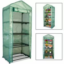 EINFEBEN Serre De Jardin Balcon Terrasse Serre Pour Tomates Acier PVC Imperméable Anti-UV Transparent 70*50*160CM Vert - Vert
