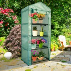 EINFEBEN Serre De Jardin Balcon Terrasse Serre Pour Tomates Acier PVC Imperméable Anti-UV Transparent 70*50*160CM Vert - Vert 6 EINFEBEN Serre De Jardin Balcon Terrasse Serre Pour Tomates Acier PVC Imperméable Anti-UV Transparent 70*50*160CM Vert - Vert -Serre de jardin Boutique 63582026 3