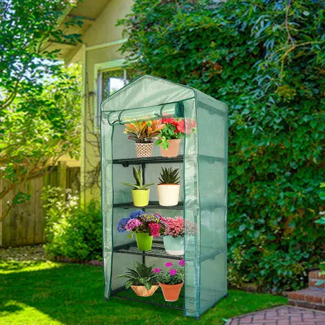 EINFEBEN Serre De Jardin Balcon Terrasse Serre Pour Tomates Acier PVC Imperméable Anti-UV Transparent 70*50*160CM Vert - Vert 4 EINFEBEN Serre De Jardin Balcon Terrasse Serre Pour Tomates Acier PVC Imperméable Anti-UV Transparent 70*50*160CM Vert - Vert – Image 4