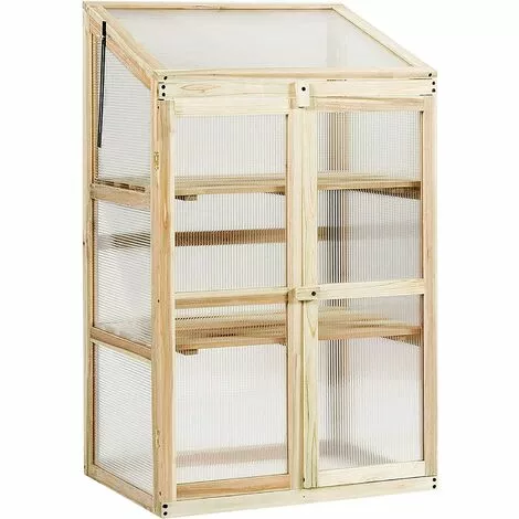 GIANTEX Serre De Jardin En Bois De Sapin, Mini Serre Balcon Pour Plantes, Serre Solide En Polycarbonate Transparent,avec Lumière Appropriée,pour Balcon Jardin Terrasse, Naturelle (60x45x100CM) 2 GIANTEX Serre De Jardin En Bois De Sapin, Mini Serre Balcon Pour Plantes, Serre Solide En Polycarbonate Transparent,avec Lumière Appropriée,pour Balcon Jardin Terrasse, Naturelle (60x45x100CM) – Image 2