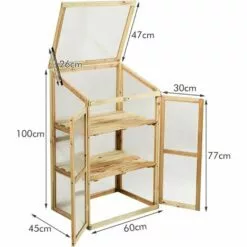 GIANTEX Serre De Jardin En Bois De Sapin, Mini Serre Balcon Pour Plantes, Serre Solide En Polycarbonate Transparent,avec Lumière Appropriée,pour Balcon Jardin Terrasse, Naturelle (60x45x100CM) 9 GIANTEX Serre De Jardin En Bois De Sapin, Mini Serre Balcon Pour Plantes, Serre Solide En Polycarbonate Transparent,avec Lumière Appropriée,pour Balcon Jardin Terrasse, Naturelle (60x45x100CM) -Serre de jardin Boutique 63737916 5