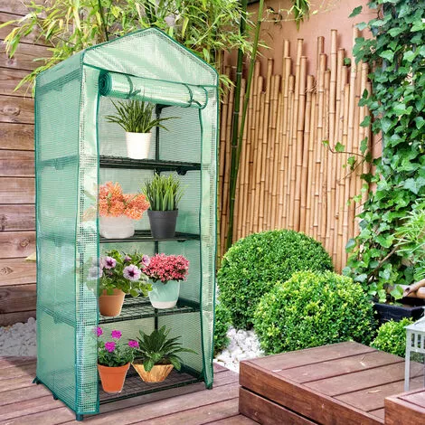 Randaco Serre De Jardin Balcon étagère Serre 4 Niveaux 0,7L X 0,5l X 1,6H M Acier Galvanisé Bâche Amovible PE Haute Densité Vert - Vert 4 Randaco Serre De Jardin Balcon étagère Serre 4 Niveaux 0,7L X 0,5l X 1,6H M Acier Galvanisé Bâche Amovible PE Haute Densité Vert - Vert – Image 4