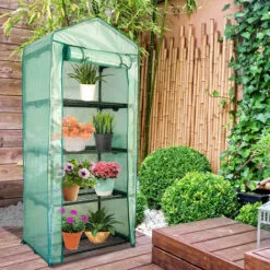EINFEBEN Serre De Jardin Balcon étagère Serre 4 Niveaux 0,7L X 0,5l X 1,6H M Acier Galvanisé Bâche Amovible PE Haute Densité Vert - Vert -Serre de jardin Boutique 63762697 4