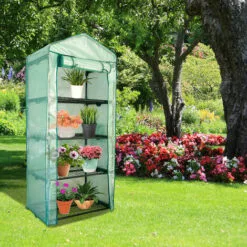 EINFEBEN Serre De Jardin Balcon étagère Serre 4 Niveaux 0,7L X 0,5l X 1,6H M Acier Galvanisé Bâche Amovible PE Haute Densité Vert - Vert -Serre de jardin Boutique 63762697 5