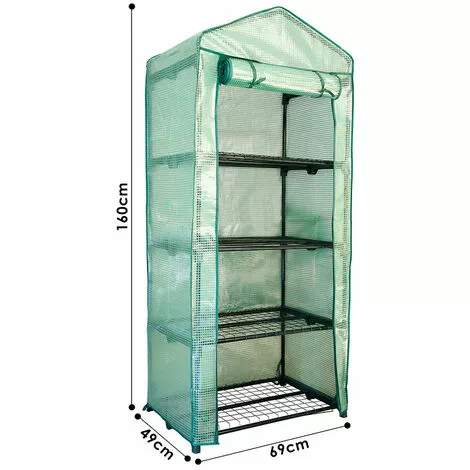 TolleTour Serre De Jardin Balcon étagère Serre 4 Niveaux 0,7L X 0,5l X 1,6H M Acier Galvanisé Bâche Amovible PE Haute Densité Vert - Vert 2 TolleTour Serre De Jardin Balcon étagère Serre 4 Niveaux 0,7L X 0,5l X 1,6H M Acier Galvanisé Bâche Amovible PE Haute Densité Vert - Vert – Image 2
