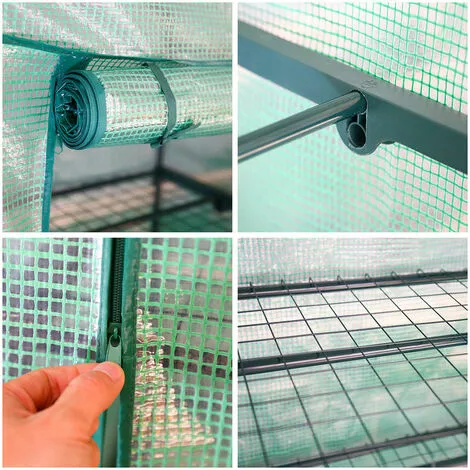 TolleTour Serre De Jardin Balcon étagère Serre 4 Niveaux 0,7L X 0,5l X 1,6H M Acier Galvanisé Bâche Amovible PE Haute Densité Vert - Vert 3 TolleTour Serre De Jardin Balcon étagère Serre 4 Niveaux 0,7L X 0,5l X 1,6H M Acier Galvanisé Bâche Amovible PE Haute Densité Vert - Vert – Image 3