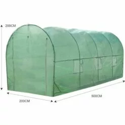 MONSTER SHOP Serre De Jardin Polytunnel Fenêtres Portes Galvanisés Couverture En PE Cadre En Métal Extérieur Plantes Diamètre 19mm | 5m X 2m - Vert 9 MONSTER SHOP Serre De Jardin Polytunnel Fenêtres Portes Galvanisés Couverture En PE Cadre En Métal Extérieur Plantes Diamètre 19mm | 5m X 2m - Vert -Serre de jardin Boutique 64513346 5