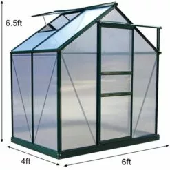 MONSTER SHOP Serre De Jardin Avec Base & Étagères 1.9mx1.2m - Vert -Serre de jardin Boutique 64910118 3