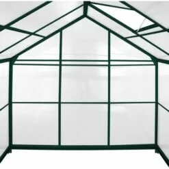 MONSTER SHOP Serre De Jardin Avec Base 1.9mx3.1m Cadre Aluminium Avec Fenêtre Et Porte Coulissante Jardinerie Plantes & Étagères - Vert -Serre de jardin Boutique 64910136 3