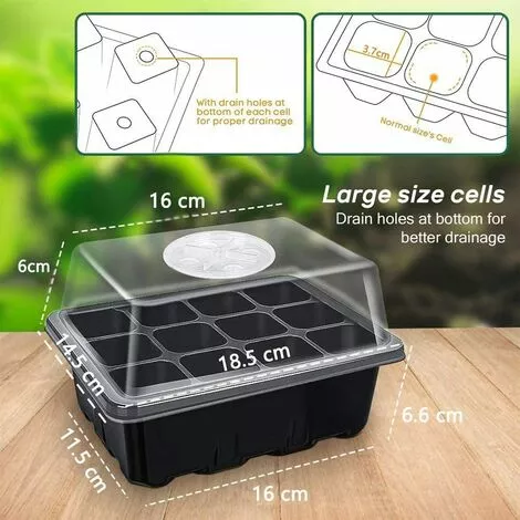 OSQI Mini Serre Pour Plantes, 6 Pièces 72 Cellules Plateau De Semis D'intérieur Plateau De Semis Boîte De Culture De Pépinière Avec Couverture Durable Et Ventilation 2 OSQI Mini Serre Pour Plantes, 6 Pièces 72 Cellules Plateau De Semis D'intérieur Plateau De Semis Boîte De Culture De Pépinière Avec Couverture Durable Et Ventilation – Image 2
