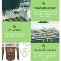OSQI Mini Serre Pour Plantes, 10 Pièces 120 Cellules Plateau De Semis Intérieur Avec Couvercles Surélevés, Plateau De Semis Pépinière Boîte De Culture Durable, 20 étiquettes, 2 Outils -Serre de jardin Boutique 65501223 5