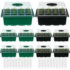 OSQI Plateau De Semis, Mini Plateaux De Germination Pour Plantes De Serre Avec Couvercle, Pots De Culture D'intérieur, Plateau De Semis Pour Démarrer La Croissance De La Germination En Serre (lot De 10)