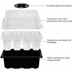 OSQI Plateau De Semis, Mini Plateaux De Germination Pour Plantes De Serre Avec Couvercle, Pots De Culture D'intérieur, Plateau De Semis Pour Démarrer La Croissance De La Germination En Serre (lot De 10) -Serre de jardin Boutique 65501973 4