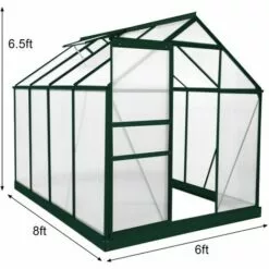 MONSTER SHOP Serre De Jardin Avec Base 1.9mx2.5m Cadre Aluminium Avec Fenêtre Et Porte Coulissante Jardinerie Plantes & Étagères - Vert -Serre de jardin Boutique 65532377 4
