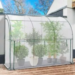 IDMARKET Serre D'hivernage Murale Adossée 100 X 300 CM Ouverture De Face