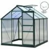 MONSTER SHOP Serre De Jardin Avec Base 1.9mx1.9m Cadre Aluminium Avec Fenêtre Et Porte Coulissante Jardinerie Plantes Vert - Vert