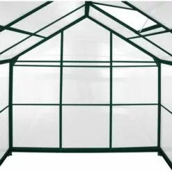 MONSTER SHOP Serre De Jardin Avec Base 1.9mx1.9m Cadre Aluminium Avec Fenêtre Et Porte Coulissante Jardinerie Plantes Vert - Vert -Serre de jardin Boutique 65722075 3