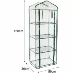 MONSTER SHOP Mini Serre à 4 étagère Avec Couverture En PVC | MonsterShop - Vert -Serre de jardin Boutique 65855115 5