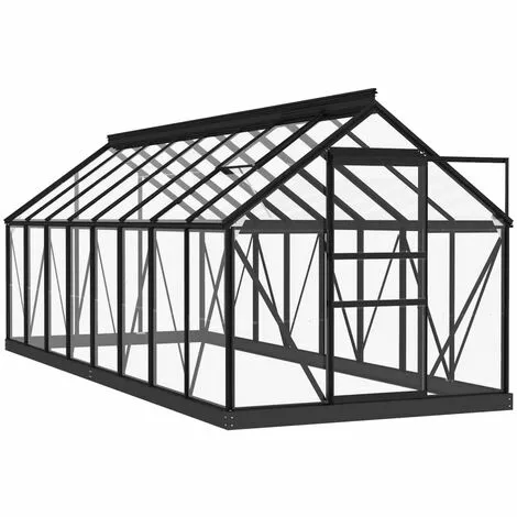 LES TENDANCES Serre En Verre Anthracite 155x395,5x191 Cm Aluminium 2 LES TENDANCES Serre En Verre Anthracite 155x395,5x191 Cm Aluminium – Image 2