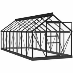 LES TENDANCES Serre En Verre Anthracite 155x395,5x191 Cm Aluminium 7 LES TENDANCES Serre En Verre Anthracite 155x395,5x191 Cm Aluminium -Serre de jardin Boutique 66898468 3