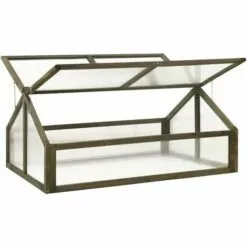 LES TENDANCES Serre Gris 114x80x50 Cm Bois De Sapin -Serre de jardin Boutique 66924961 3