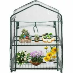 YIENJAOY Mini Serre Et Serre De Balcon, AGILITY Couverture De Jardin à Effet De Serre Pour Plantes De Maison à 2 Niveaux PVC étanche Mini Couverture De Jardin Anti-ultraviolets Pour La Décoration De La Maison (sans Cadre En Fer)-69*49*92cm