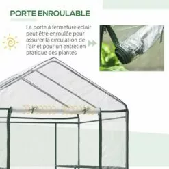 HOMCOM Serre De Jardin Balcon Terrasse 4 étagères 143L X 143l X 195H Cm Acier PVC Imperméable Anti-UV Transparent Vert - Transparent 9 HOMCOM Serre De Jardin Balcon Terrasse 4 étagères 143L X 143l X 195H Cm Acier PVC Imperméable Anti-UV Transparent Vert - Transparent -Serre de jardin Boutique 6812078 5