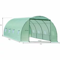 HOMCOM Serre De Jardin Tunnel 6L X 3l X 2H M Châssis Tubulaire Acier Galvanisé Renforcé 2,5 Cm 8 Fenêtres 1 Porte Vert - Vert -Serre de jardin Boutique 6812164 3