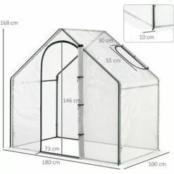 Outsunny Serre De Jardin Balcon Terrasse Serre Pour Tomates 1,8L X 1l X 1,68H M Acier PVC Imperméable Transparent Vert - Transparent 7 Outsunny Serre De Jardin Balcon Terrasse Serre Pour Tomates 1,8L X 1l X 1,68H M Acier PVC Imperméable Transparent Vert - Transparent -Serre de jardin Boutique 6812175 3