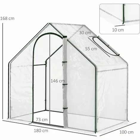 Outsunny Serre De Jardin Balcon Terrasse Serre Pour Tomates 1,8L X 1l X 1,68H M Acier PVC Imperméable Transparent Vert - Transparent 3 Outsunny Serre De Jardin Balcon Terrasse Serre Pour Tomates 1,8L X 1l X 1,68H M Acier PVC Imperméable Transparent Vert - Transparent – Image 3