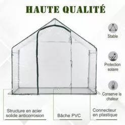 Outsunny Serre De Jardin Balcon Terrasse Serre Pour Tomates 1,8L X 1l X 1,68H M Acier PVC Imperméable Transparent Vert - Transparent 8 Outsunny Serre De Jardin Balcon Terrasse Serre Pour Tomates 1,8L X 1l X 1,68H M Acier PVC Imperméable Transparent Vert - Transparent -Serre de jardin Boutique 6812175 4