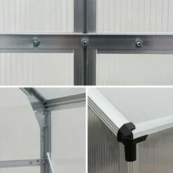 ALICE'S GARDEN Serre De Jardin CHENE En Polycarbonate 5m² Avec Base. 2 Lucarnes De Toit. Gouttière. Polycarbonate 4mm - Transparent -Serre de jardin Boutique 7005959 3