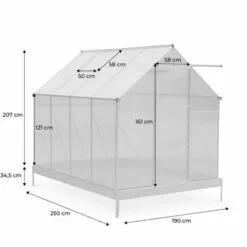 ALICE'S GARDEN Serre De Jardin CHENE En Polycarbonate 5m² Avec Base. 2 Lucarnes De Toit. Gouttière. Polycarbonate 4mm - Transparent -Serre de jardin Boutique 7005959 5