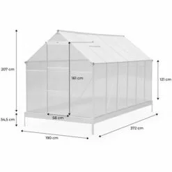 ALICE'S GARDEN Serre De Jardin Sapin En Polycarbonate 7m² Avec Base. 2 Lucarnes De Toit. Gouttière. Polycarbonate 4mm - Transparent -Serre de jardin Boutique 7005960 4