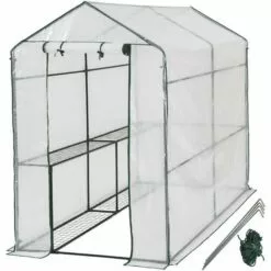 TECTAKE Serre De Jardin 2,2 M² + Bâche Armée Transparent - Blanc