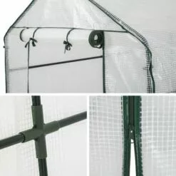 TECTAKE Serre De Jardin 2,2 M² + Bâche Armée Transparent - Blanc -Serre de jardin Boutique 7514192 4